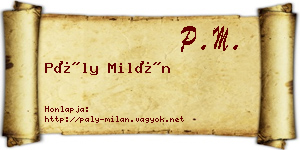 Pály Milán névjegykártya